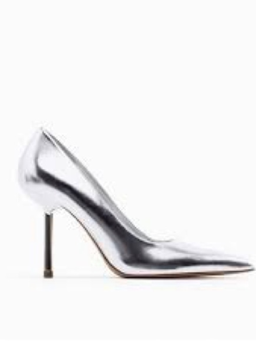 Zara Stiletto Pump Size 38 Shinny Leather Shoe Woman Pointed Toe EUC